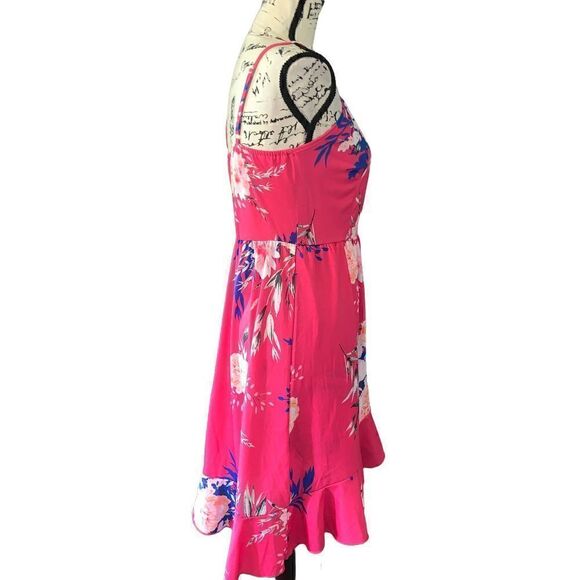 Ultranice hot pink floral assymetric sun dress NWT small - Picture 4 of 7